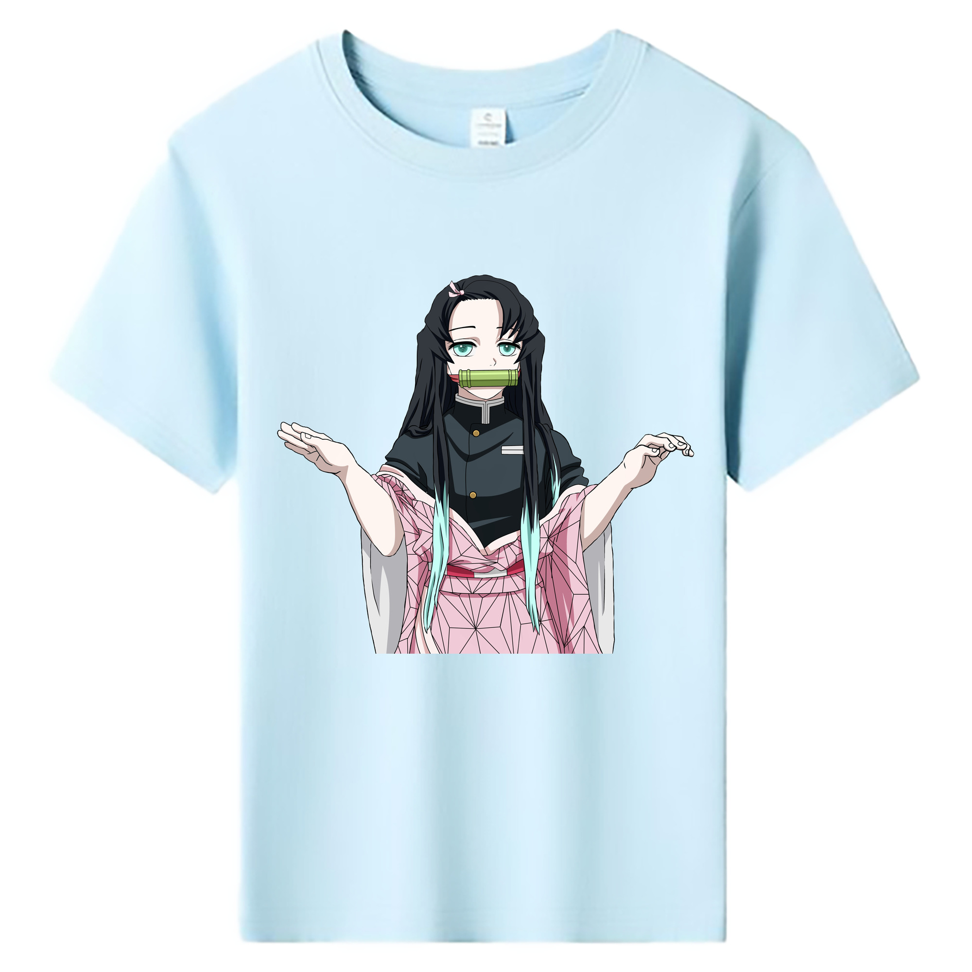 （画像用） 鬼滅の刃（きめつのやいば）竈門 禰󠄀豆子／かまど ねずこ Kamado Nezuko 綿100％キッズTシャツ（フロントプリント）